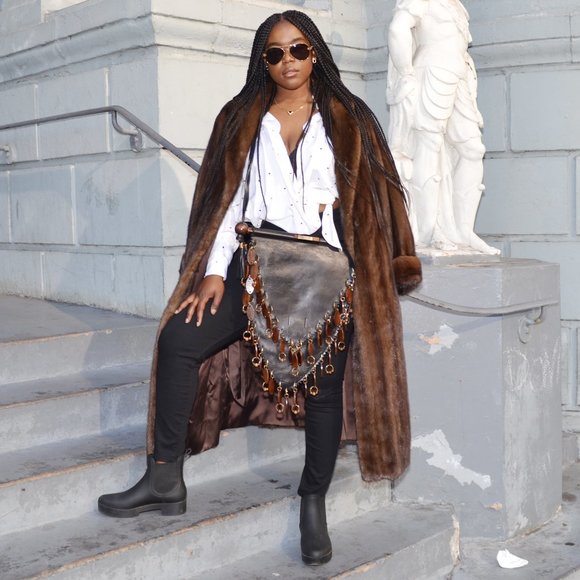 Full Length Natural Ranch Mink Fur Coat M/L // Vintage - Picture 1 of 10
